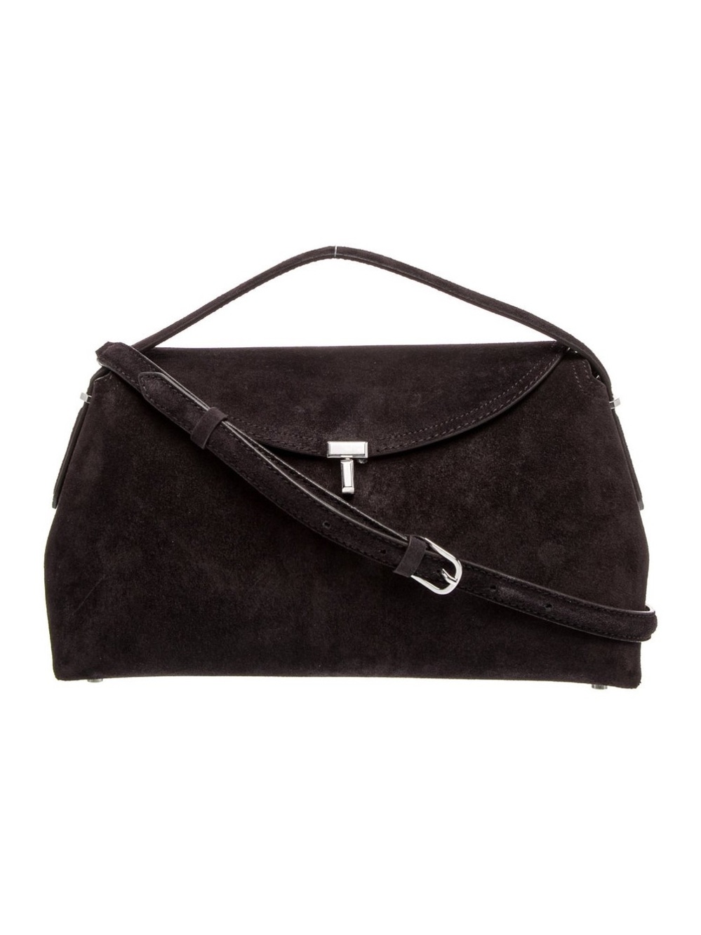 Toteme Black Suede Top Handle Satchel with Shoulder Strap